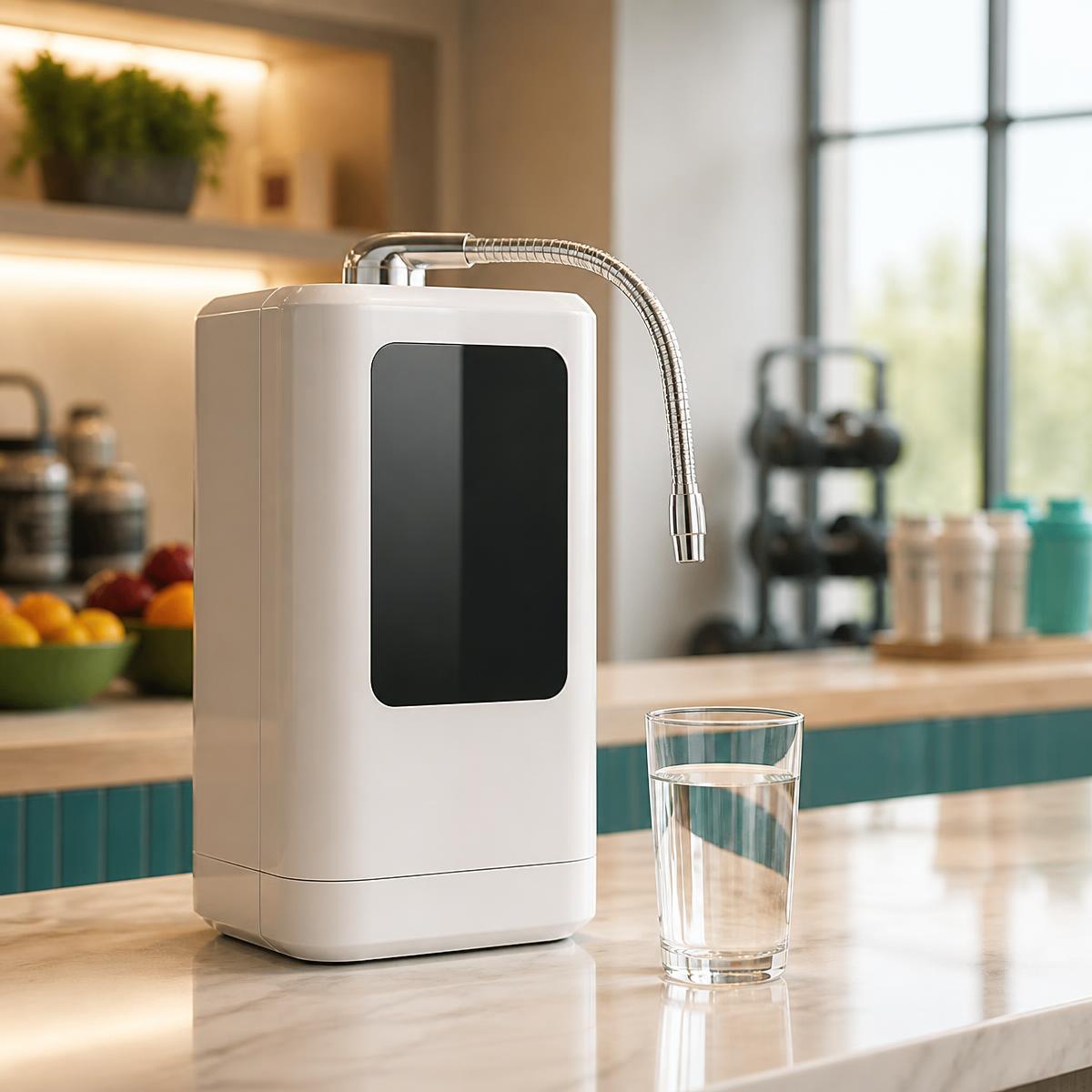 Kangen K8 alkaline water ionizer on the counter at Fit 4 Life Club