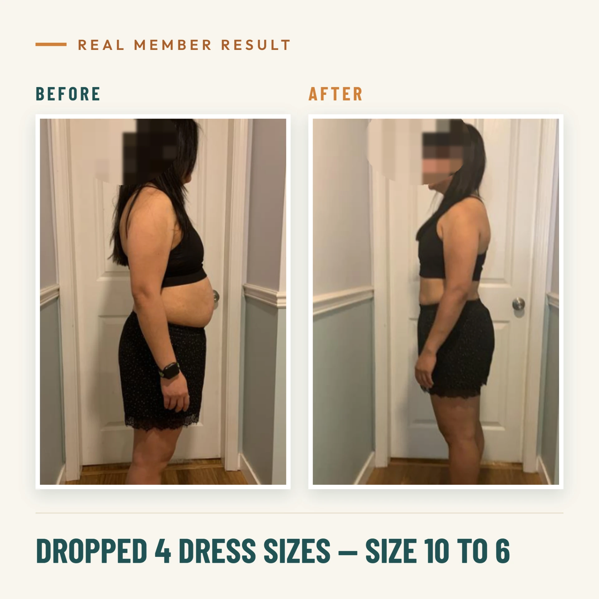 Real member result: lost 10 lbs and 18.25 inches in 6 weeks