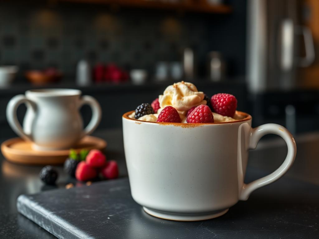 Vanilla Protein Mug Cake made with ATP Lab Beef Protein
